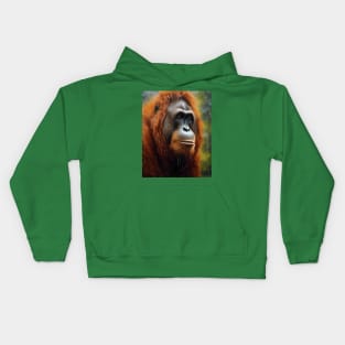 Oil Paint Hyperrealism: Amazing Zoo Orangutan Kids Hoodie